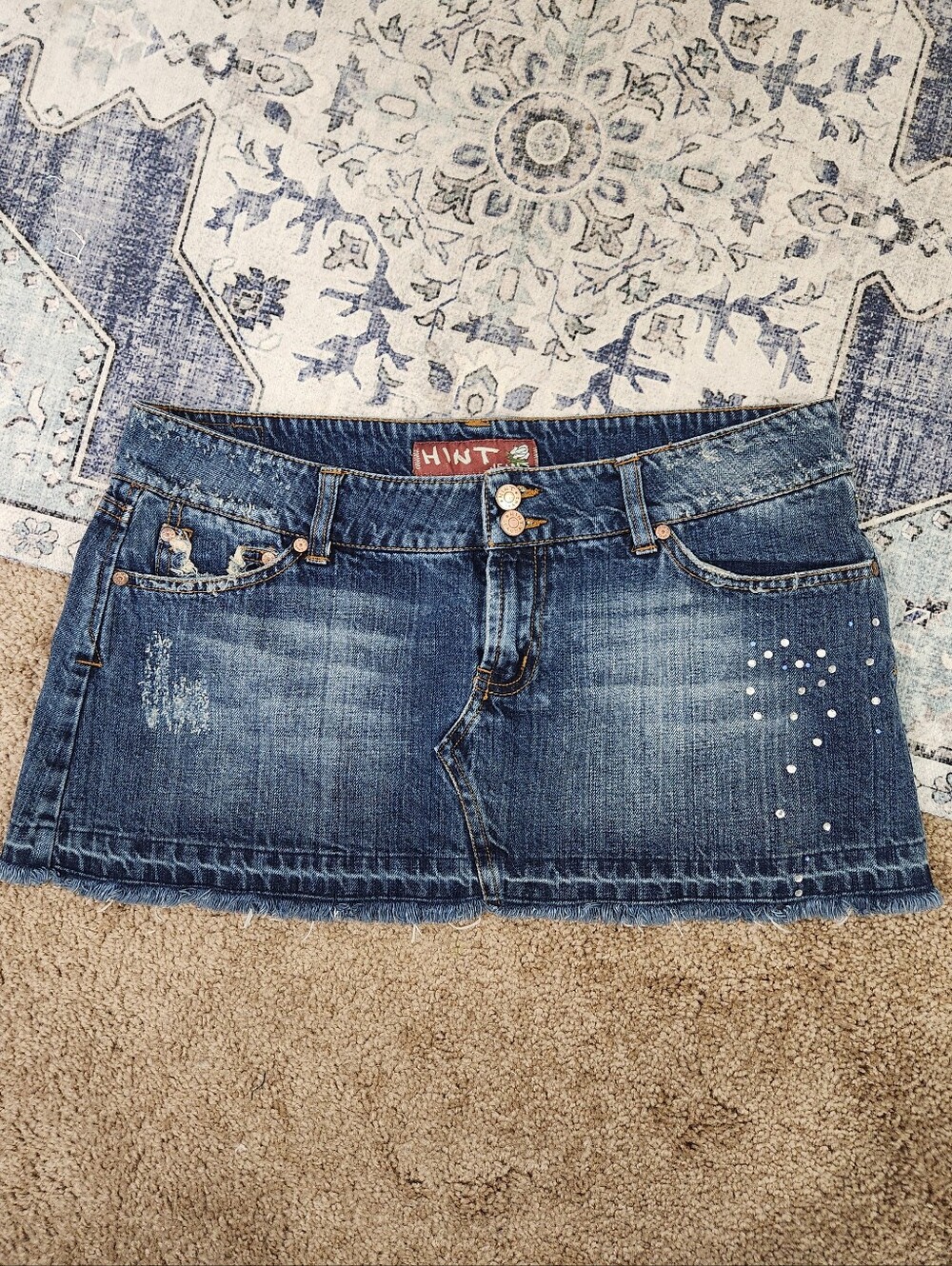 y2K Hint jeans blue denim mini skirt